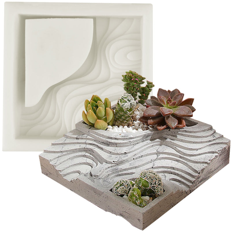 Square Terraced Flower Pot Silicone Mold 4.4x1.3inch