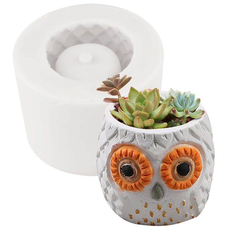 Owl Flower Pot Silicone Mold 2.2x2inch