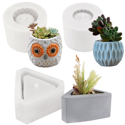 Planter with Drainage Hole Silicone Molds 3-count Triangle|Owl |Urban Chic