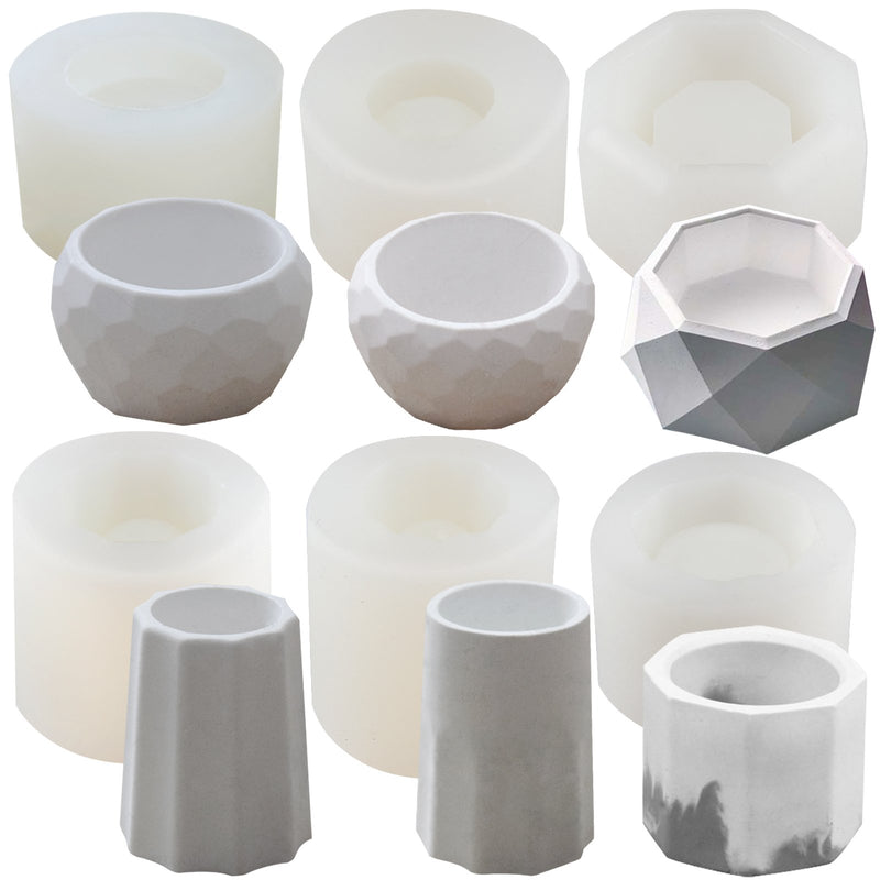 silicone plant pot Octagon & Round Flower Pot Silicone Molds 6-count