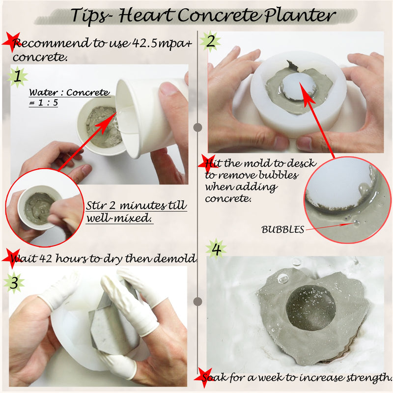 Diamond Heart Flower Pot Silicone Mold 3.3x2.7x1inch