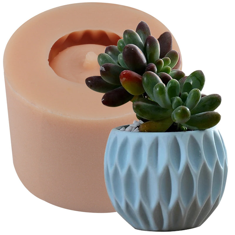 Creative Round Flower Pot Silicone Mold 2.4x2.4inch