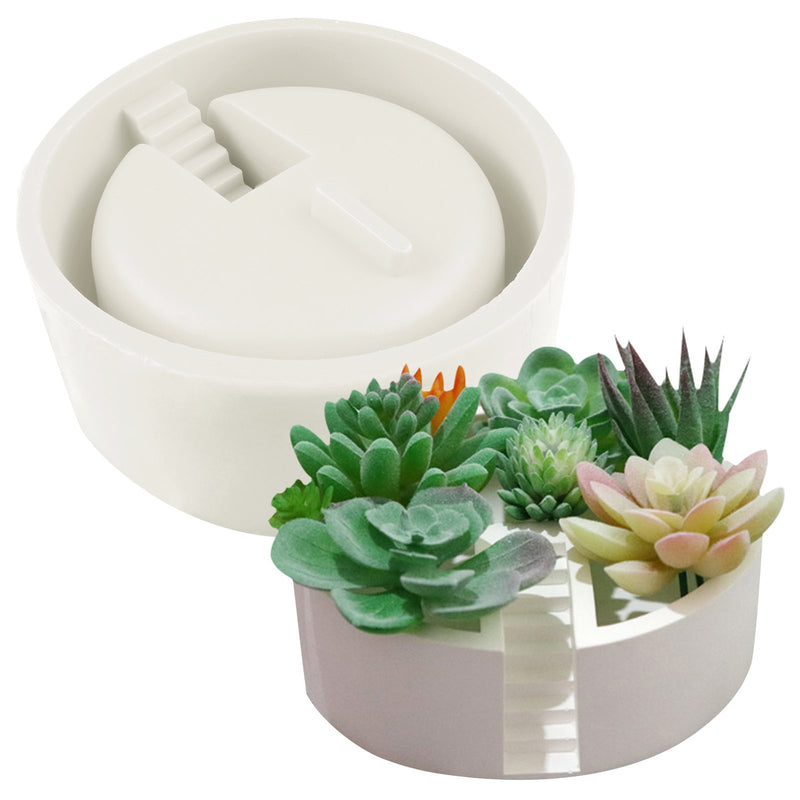 Round with Ladder Flower Pot Silicone Mold 5.3x3inch