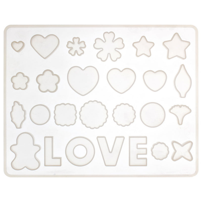 Geometric Silicone Resin Mold 26-cavity, Love|Heart|Star|Flower|Leaf|Round