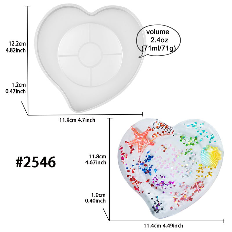 Silicone Resin Mold Heart Coaster with Lip 4.5inch