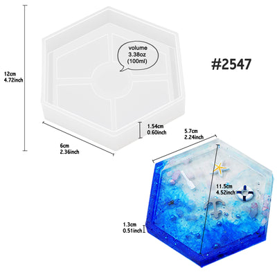 Silicone Resin Mold Hexagon Coaster with Lip 4.5inch