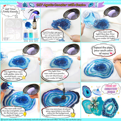 Geode Agate Coaster Silicone Resin Molds 5-count 11 Shapes Assortment 1.4inch-5.2inch