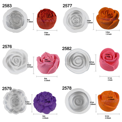 Large Flowers Silicone Molds Set 12-Count Height 0.9-1.7inch