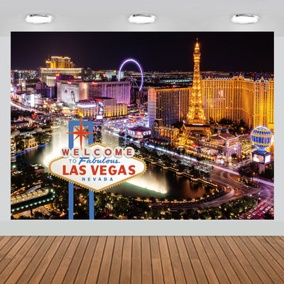 Welcome to Las Vegas Casino Night Backdrop 7x5 feet