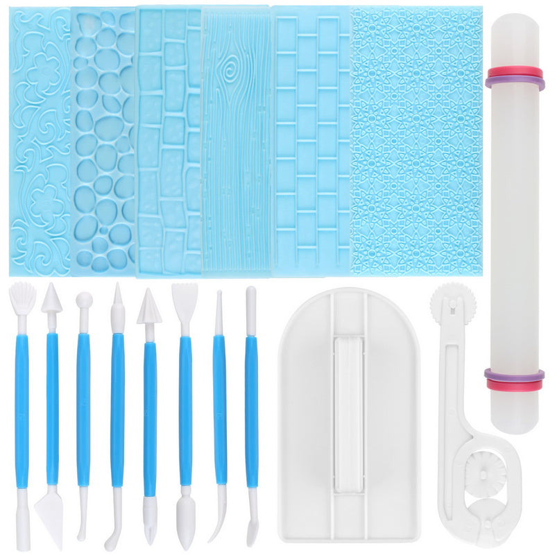 Fondant Impression Mat & Sugarcraft Modelling Tools Set of 17-kit