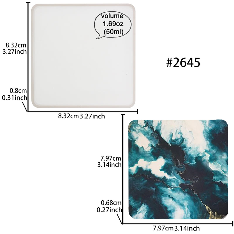 Square Coaster Resin Silicone Mold 80x80x7mm