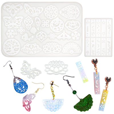 Filigree Silicone Resin Molds 2-count Butterfly|Tag|Fan|Lotus|Snowflake