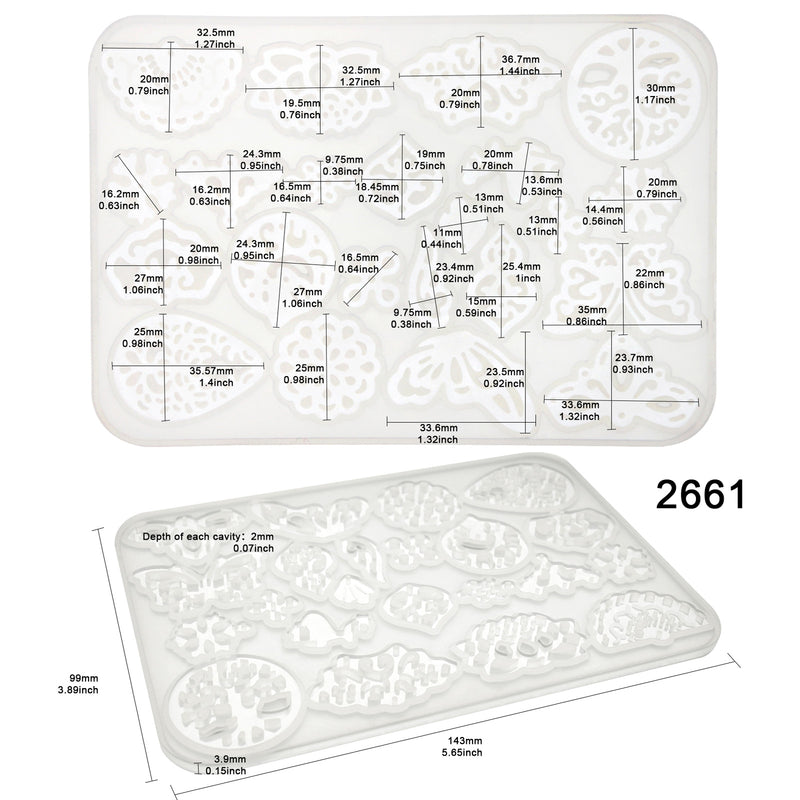 Filigree Silicone Resin Molds 2-count Butterfly|Tag|Fan|Lotus|Snowflake