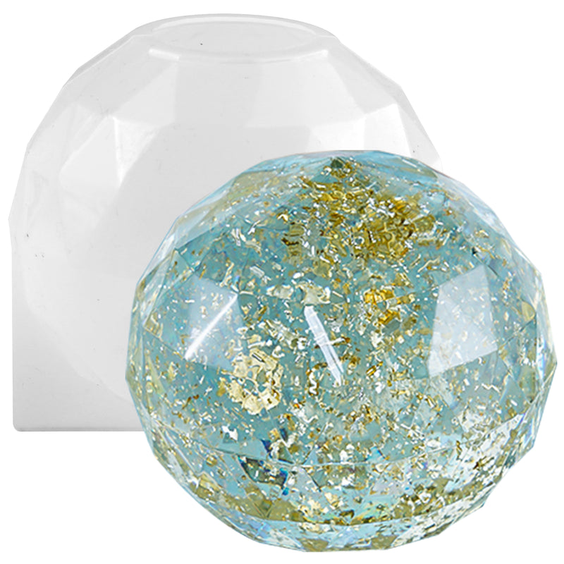 Faceted Sphere Silicone Resin Mold Large 85x80mm