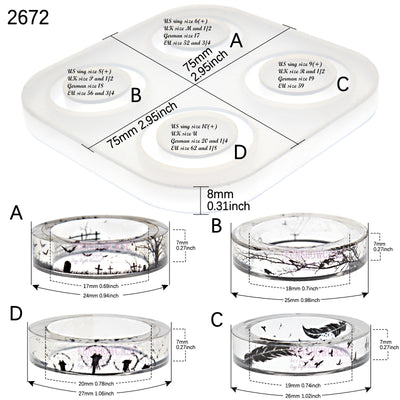 Flat Ring Resin Silicone Mold 17mm 18mm 19mm 20mm
