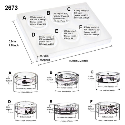 Flat Ring Resin Silicone Mold 6-cavity 11mm-15mm