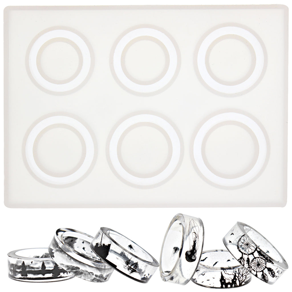 Funshowcase Flat Ring Resin Silicone Mold 6-Cavity 11mm-15mm