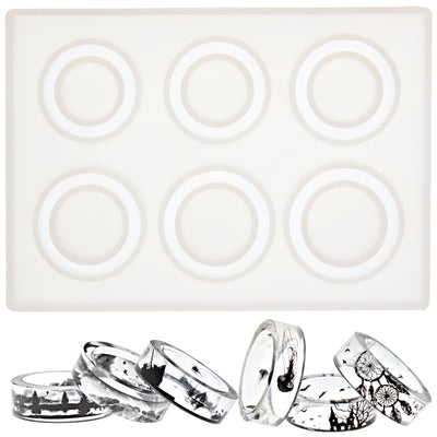 Flat Ring Resin Silicone Mold 6-cavity 11mm-15mm