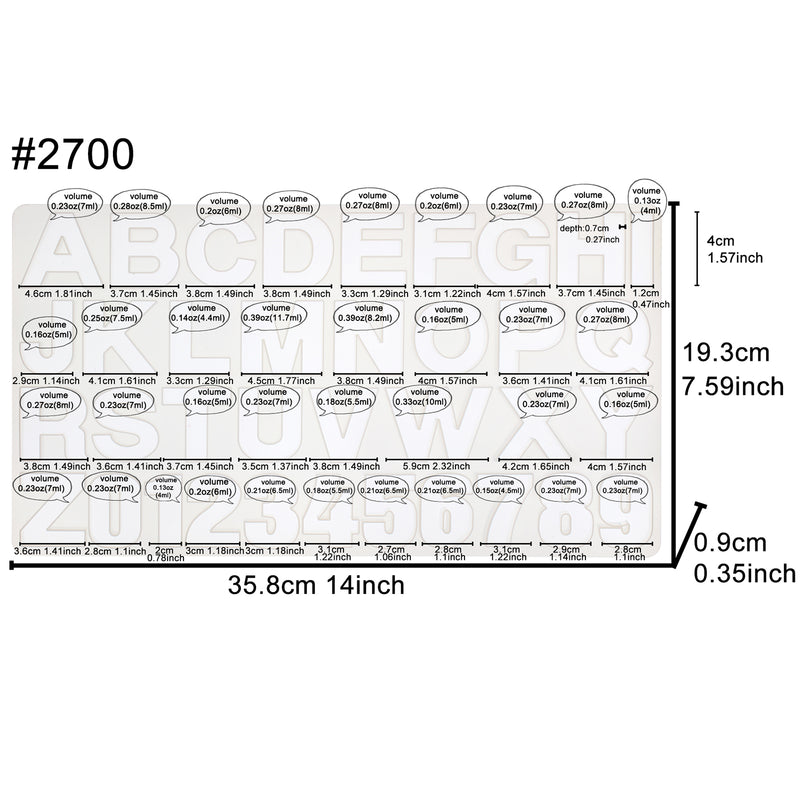 Alphabet Number Resin Casting Mold Silicone Tray Large