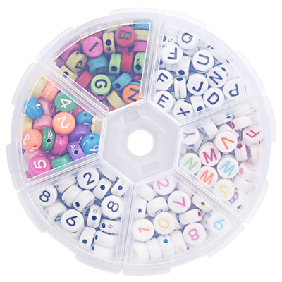 Acrylic Alphabet Letter and Number Beads 6-style 300-count