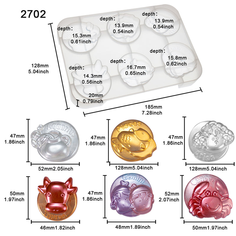 Zodiac Silicone Resin Molds Set 2-count