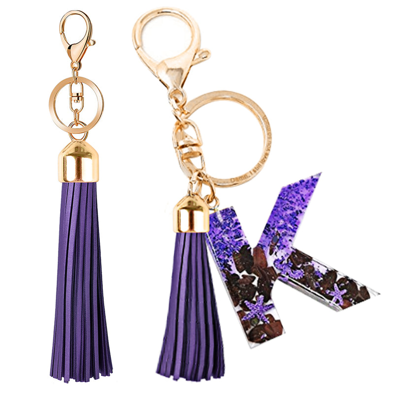 Leather Tassel Charm Keychain 5-count