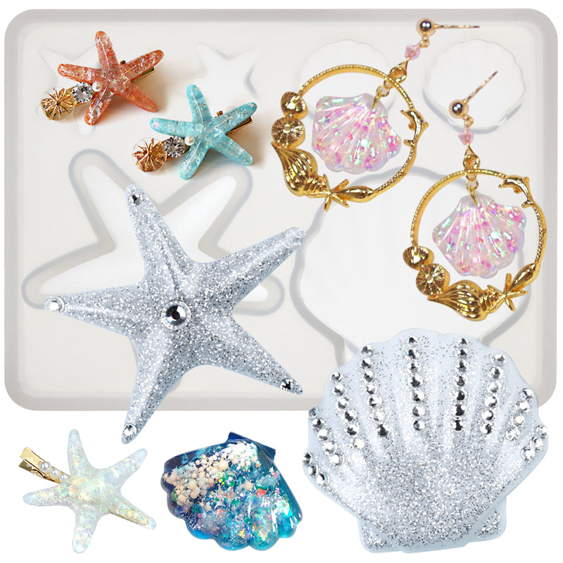 Assorted Seashell and Starfish Resin Pendant Silicone Mold