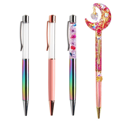 Empty Tube Floating Glitter Ballpoint Pens 5-count Pink|Rainbow