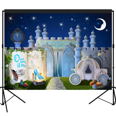 Fairytale Storybook Princess Castle Dreamy Night Backdrop