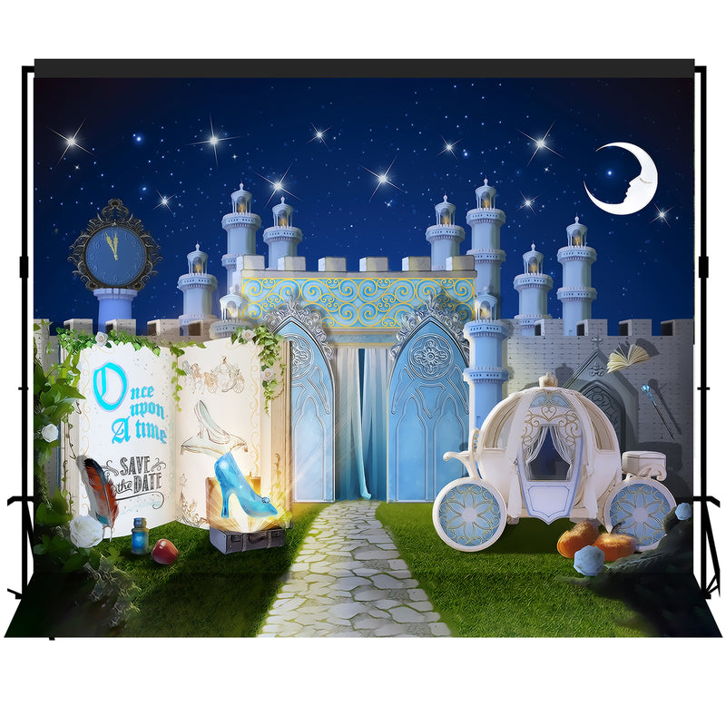Fairytale Storybook Princess Castle Dreamy Night Backdrop