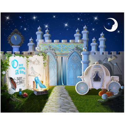 Fairytale Storybook Princess Castle Dreamy Night Backdrop