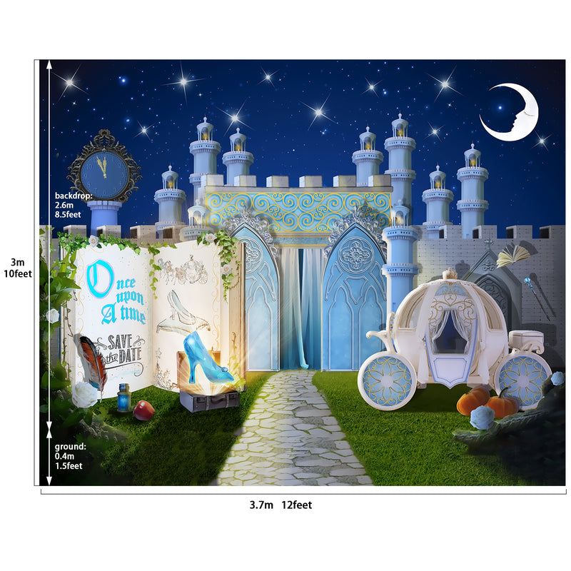 Fairytale Storybook Princess Castle Dreamy Night Backdrop
