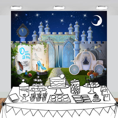 Fairytale Storybook Princess Castle Dreamy Night Backdrop
