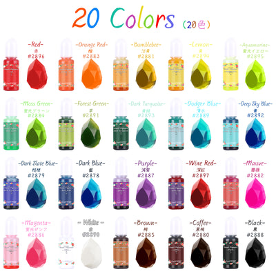 Epoxy Resin Pigments Translucent Liquid Colorants 21 Colors Each 10g 10ml 0.35oz