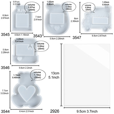 Resin Shaker Molds Set 10-count Claw Machine|Dessert Truck|Bear|Milk