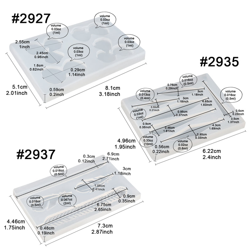 Resin Earring Molds Set 3-count Geometry|Feather|Petal Flower
