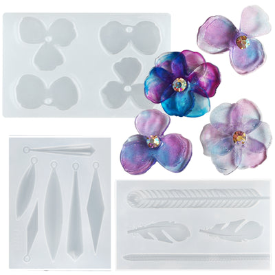 Resin Earring Molds Set 3-count Geometry|Feather|Petal Flower