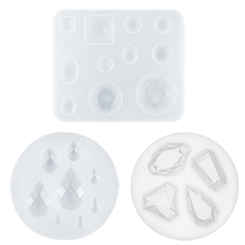 Assorted Cabochon Gemstone Fondant Silicone Molds 3-Count