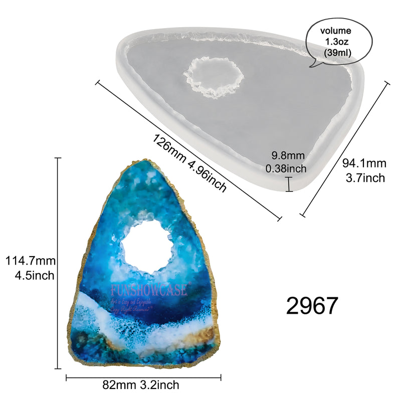 Geode Planchette Epoxy Resin Silicone Mold 4.9x3.7inch