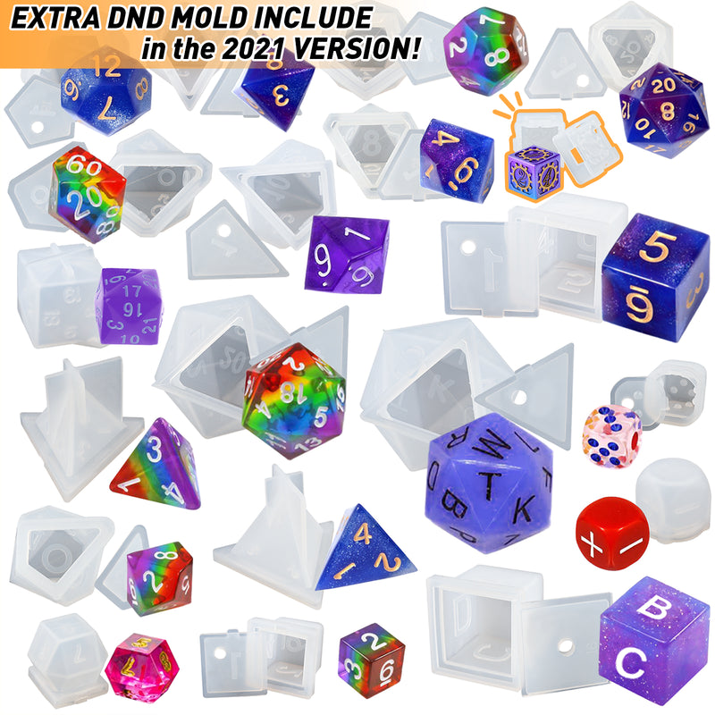 Epoxy Resin Dice Mold Set Number Letter Operation 20-count 0.7-1.6inch