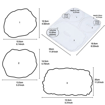 Agate Coaster Epoxy Resin Silicone Mold Large 3 cavity