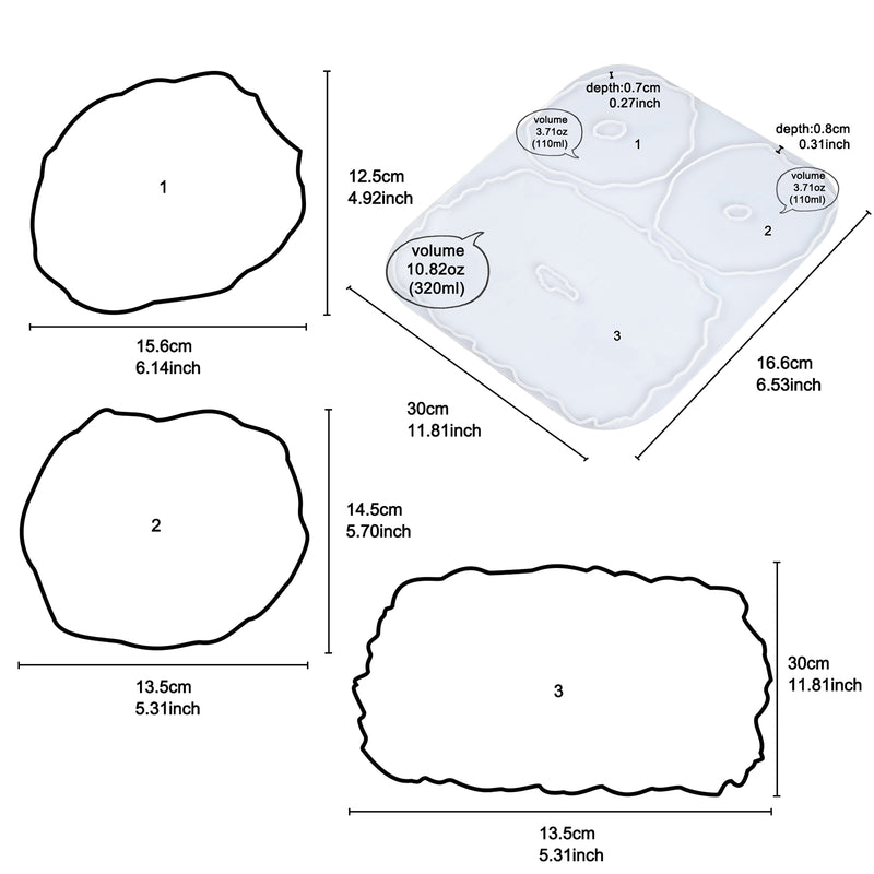Agate Coaster Epoxy Resin Silicone Mold Large 3 cavity