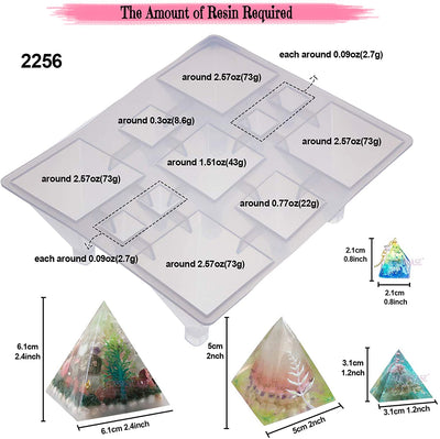 Pyramid Cone Cube Geometric Resin Casting Molds Set of 57-kit