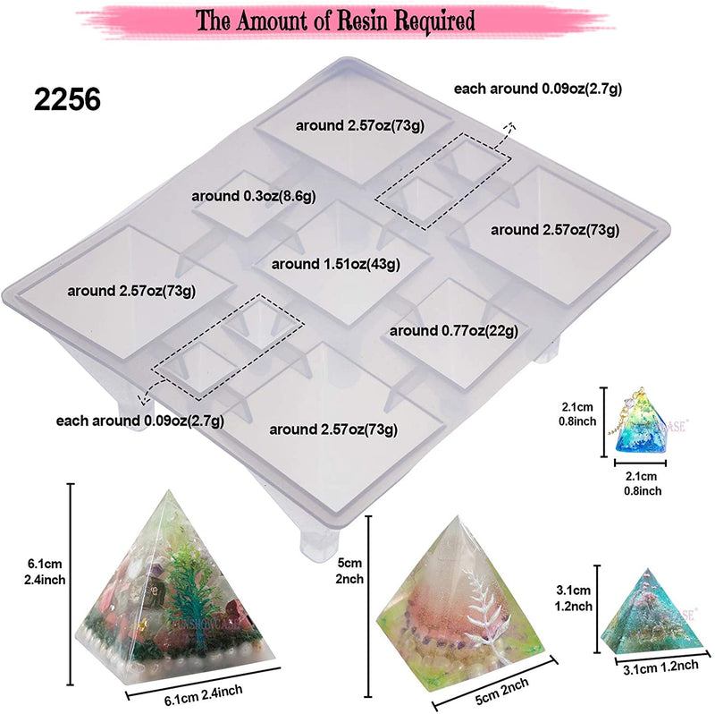Pyramid Cone Cube Geometric Resin Casting Molds Set of 57-kit