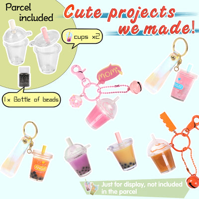 Bubble Tea Jewelry Making Kits Black Pearl|Cup|Lid|Straw