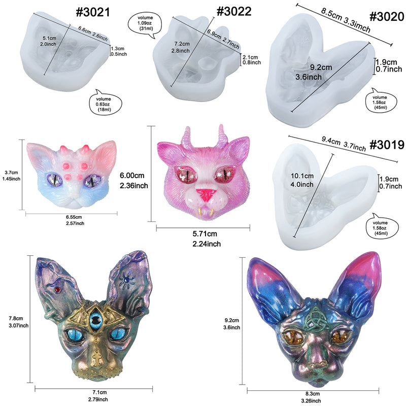 Devil Cat Silicone Molds 4-Bundle Set for Jewelry Casting Supplies
