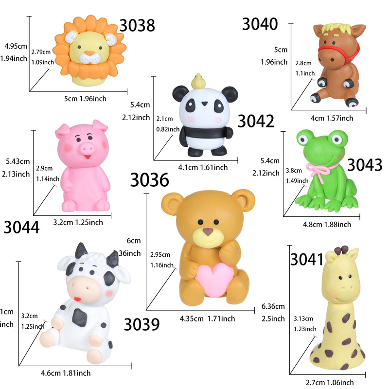 Farm and Zoo Animal Cake Toppers Set 8-Count 1.7-2.7inch