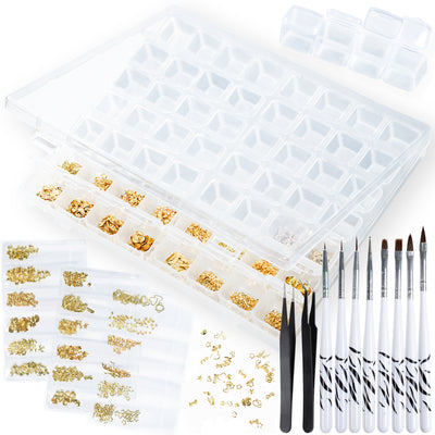 Organizer Boxes 56 Grides with Tweezer|Paint Brush|Metal Slice