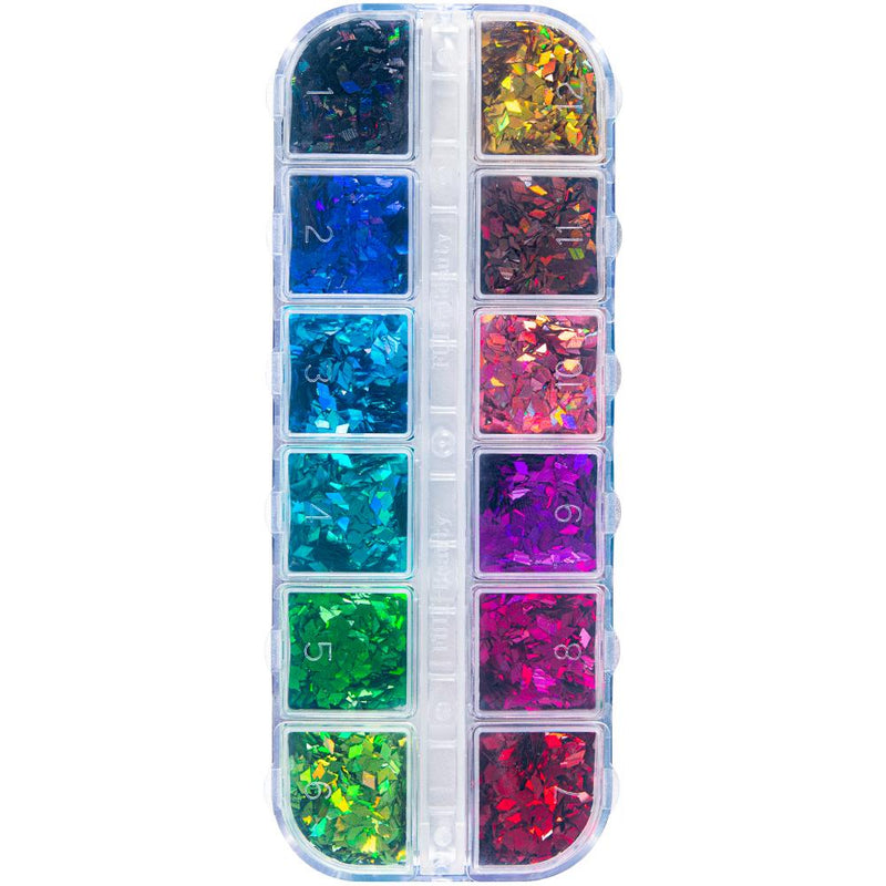 Colorful Glitter Flakes 12-gride Rhombus