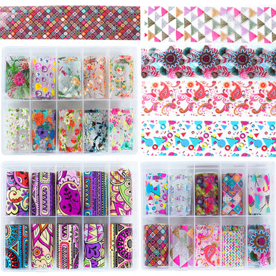 Foil Transfer Stickers Set 30-Roll Laser Flower|Retro Bohemian|80s Geometry